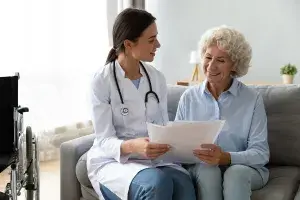 doctor and women sitting