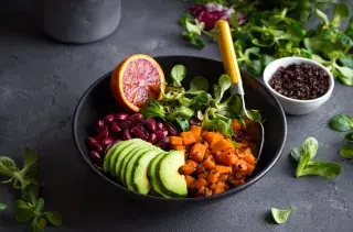 Bowl of healthy foods