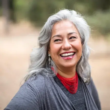 Beautiful Mexican Woman with White Hair
