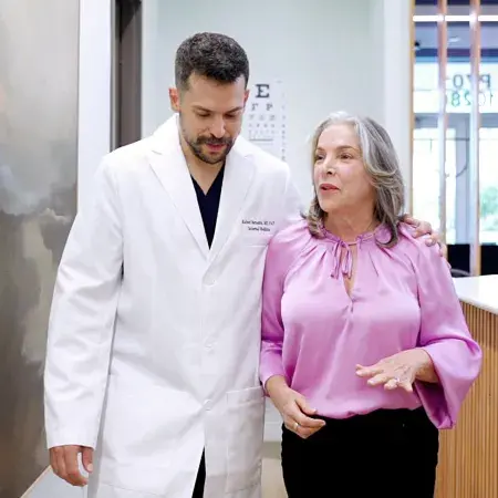 Dr. Rafael Benezra and patient